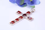 50 mm Long Sterling Silver C Z set Cross Necklace, Made From Solid Cast Silver