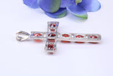 50 mm Long Sterling Silver C Z set Cross Necklace, Made From Solid Cast Silver
