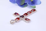 50 mm Long Sterling Silver C Z set Cross Necklace, Made From Solid Cast Silver