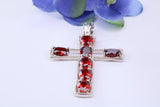 50 mm Long Sterling Silver C Z set Cross Necklace, Made From Solid Cast Silver