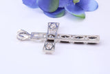 50 mm Long Sterling Silver C Z set Cross Necklace, Made From Solid Cast Silver