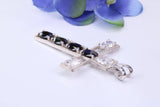 50 mm Long Sterling Silver C Z set Cross Necklace, Made From Solid Cast Silver