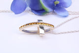 28 mm Long, Yellow C Z set Sterling Silver Cross, Made From Solid Cast Silver