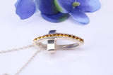 28 mm Long, Yellow C Z set Sterling Silver Cross, Made From Solid Cast Silver
