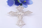 Very Large 60 mm Long Ornate Cross, Made From Solid Cast Silver, British Hallmarked