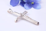 54 mm Long, Large Silver Crucifix Necklace, Made From Solid Cast Silver, British Hallmarked