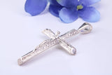 54 mm Long, Large Silver Crucifix Necklace, Made From Solid Cast Silver, British Hallmarked