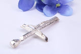 54 mm Long, Large Silver Crucifix Necklace, Made From Solid Cast Silver, British Hallmarked