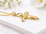 Four Petal Floral Cross Necklace, Made From Solid Cast Gold, British Hallmarked