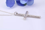 33 mm Long, Sterling Silver Large Bark effect Cross, Made From Solid Cast Silver