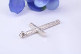 33 mm Long, Sterling Silver Large Bark effect Cross, Made From Solid Cast Silver