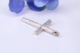 33 mm Long, Sterling Silver Large Bark effect Cross, Made From Solid Cast Silver