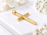 Bark Effect Latin Cross Necklace, Made From Solid Cast Gold, British Hallmarked