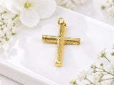 Bark Effect Latin Cross Necklace, Made From Solid Cast Gold, British Hallmarked