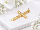 Bark Effect Latin Cross Necklace, Made From Solid Cast Gold, British Hallmarked