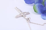 35 mm Long Crucifix with Bark Effect Finish, Made From Solid Cast Silver. Together With Silver Chain