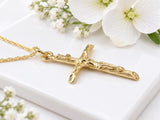 Simple Crucifix Necklace, Made From Solid Cast Gold, British Hallmarked