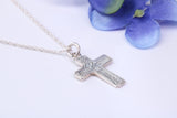 Small 21 mm Long Patterned Cross, Made From Solid Cast Silver, Complete With Silver Chain