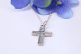 Small 21 mm Long Patterned Cross, Made From Solid Cast Silver, Complete With Silver Chain
