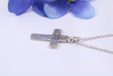 Small 21 mm Long Patterned Cross, Made From Solid Cast Silver, Complete With Silver Chain