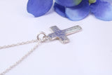 Small 21 mm Long Patterned Cross, Made From Solid Cast Silver, Complete With Silver Chain