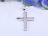 33 mm Long Chunky Diamond set Cross Necklace, Made From Solid Cast Silver, Complete With Chain