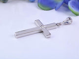 33 mm Long Chunky Diamond set Cross Necklace, Made From Solid Cast Silver, Complete With Chain