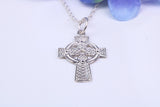 Small 25 mm Long Celtic Cross, Made From Solid Cast Silver, Complete With Silver Chain