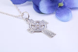 Small 25 mm Long Celtic Cross, Made From Solid Cast Silver, Complete With Silver Chain