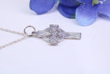 Small 25 mm Long Celtic Cross, Made From Solid Cast Silver, Complete With Silver Chain