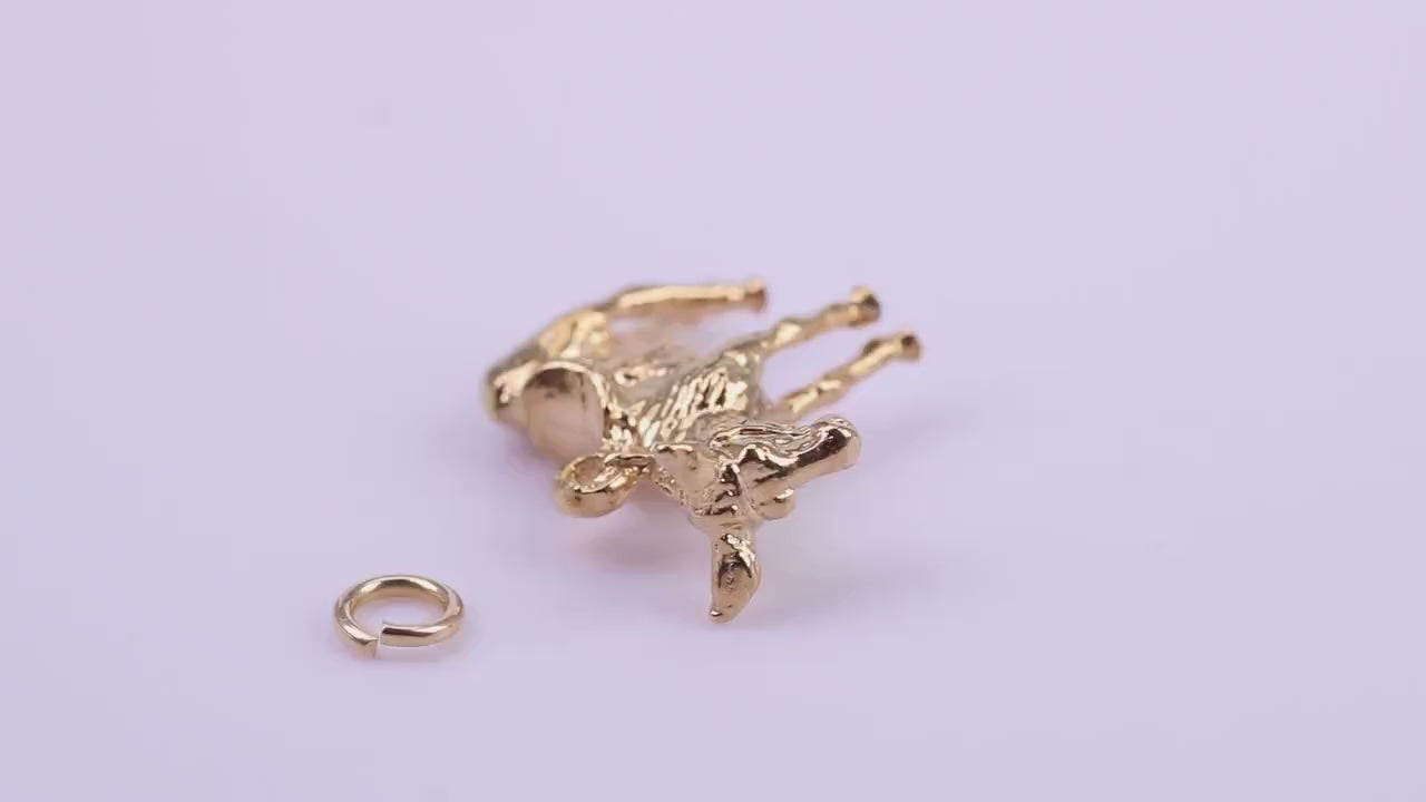 Farm Mule Charm, Traditional Charm, Made from Solid 9ct Yellow Gold, British Hallmarked, Complete with Attachment Link