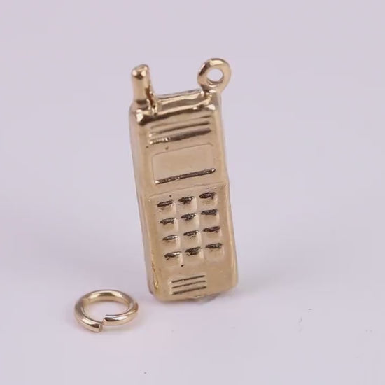 Cell Phone Charm, Traditional Charm, Made From Solid Yellow Gold with British Hallmark, Complete with Attachment Link