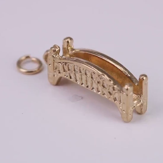 Bridge Charm, Traditional Charm, Made From Solid Yellow Gold with British Hallmark, Complete with Attachment Link