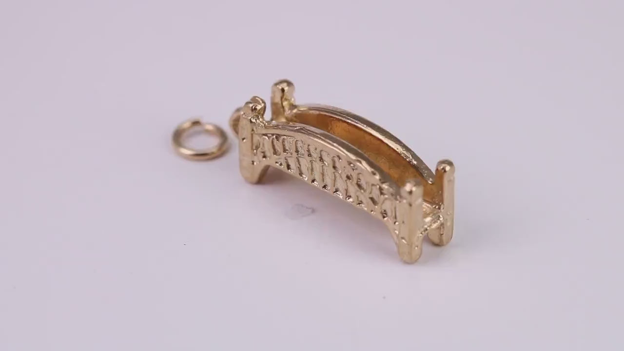 Bridge Charm, Traditional Charm, Made From Solid Yellow Gold with British Hallmark, Complete with Attachment Link