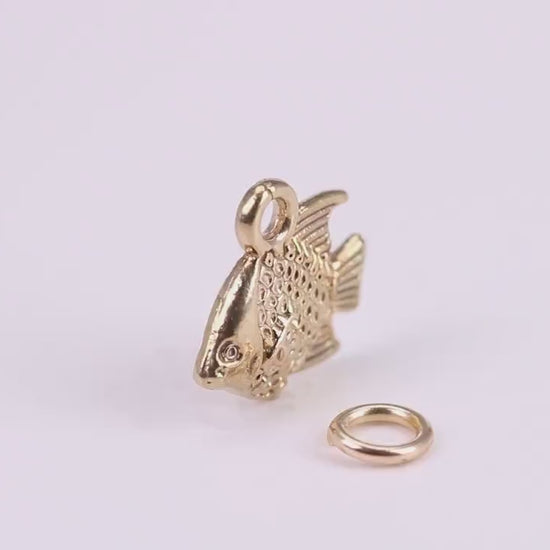 Fish Charm, Traditional Charm, Made from Solid Yellow Gold, British Hallmarked, Complete with Attachment Link