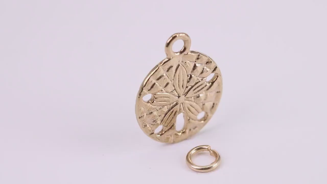Flower Fossil Charm, Traditional Charm, Made from Solid Yellow Gold, British Hallmarked, Complete with Attachment Link