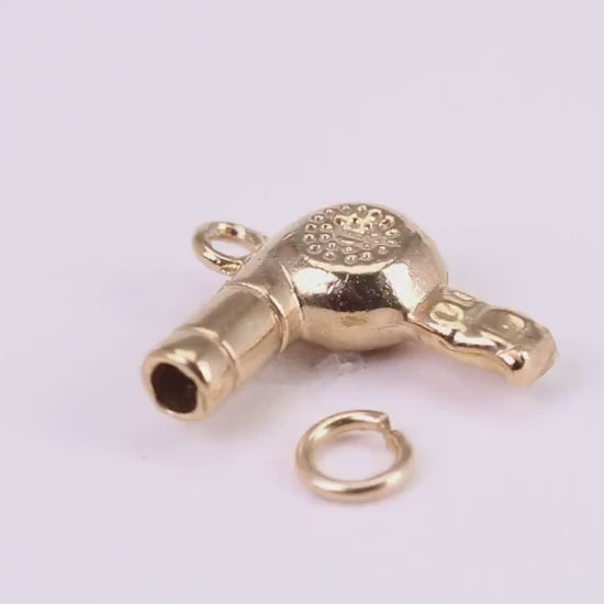 Hair Dryer Charm, Traditional Charm, Made from Solid Yellow Gold, British Hallmarked, Complete with Attachment Link