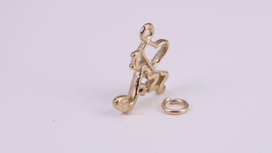 Love Jazz Charm, Traditional Charm, Made from Solid Yellow Gold, British Hallmarked, Complete with Attachment Link