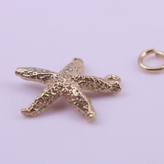 Star Fish Charm, Traditional Charm, Made from Solid 9ct Yellow Gold, British Hallmarked, Complete with Attachment Link