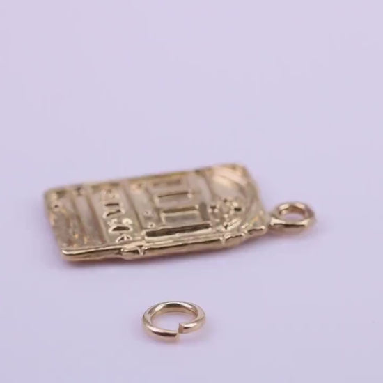 Slot Machine Charm, Traditional Charm, Made from Solid 9ct Yellow Gold, British Hallmarked, Complete with Attachment Link