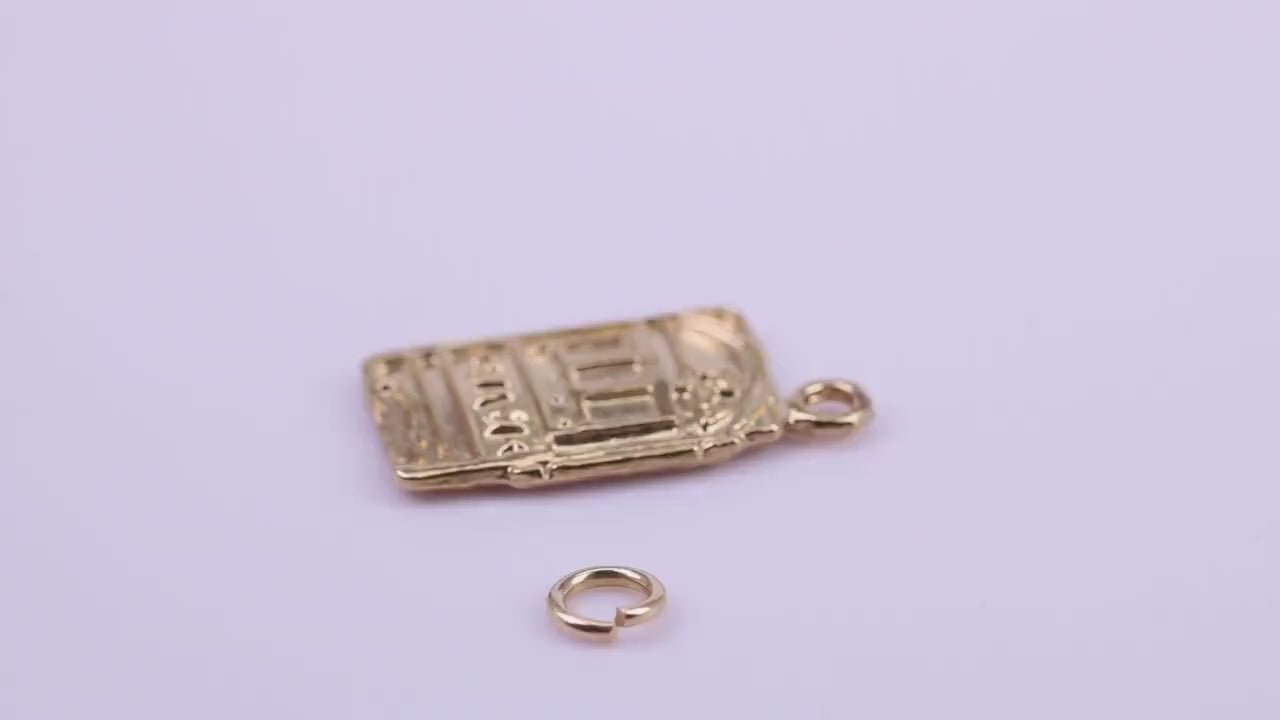 Slot Machine Charm, Traditional Charm, Made from Solid 9ct Yellow Gold, British Hallmarked, Complete with Attachment Link