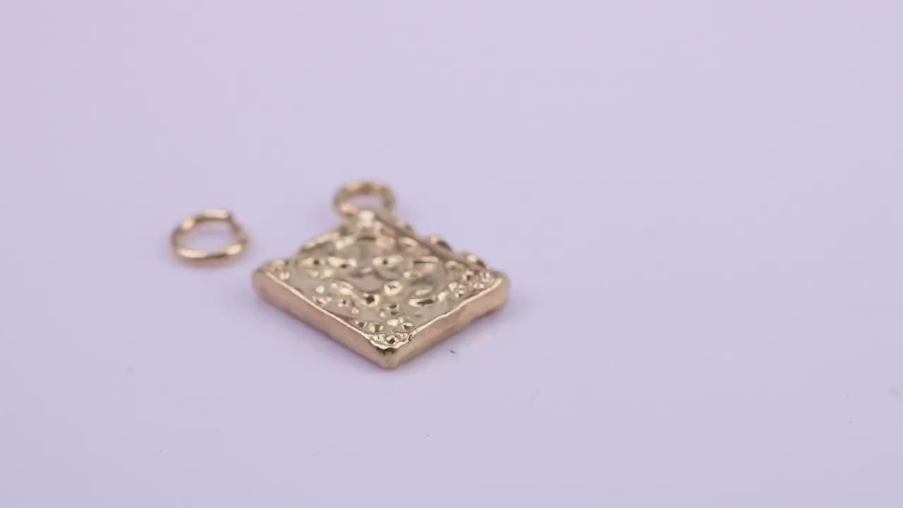 Book of Spells Charm, Traditional Charm, Made from Solid 9ct Yellow Gold, British Hallmarked, Complete with Attachment Link