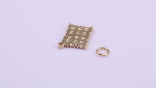 Cracker Biscuit Charm, Traditional Charm, Made from Solid 9ct Yellow Gold, British Hallmarked, Complete with Attachment Link