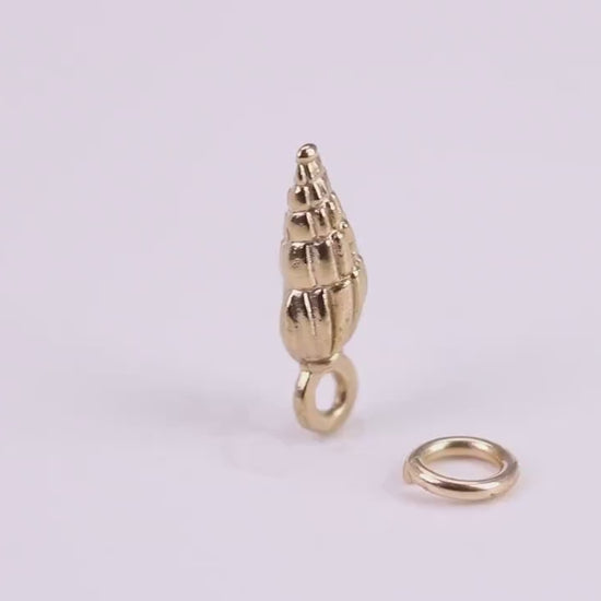 Sea Shell Charm, Traditional Charm, Made from Solid Yellow Gold, British Hallmarked, Complete with Attachment Link