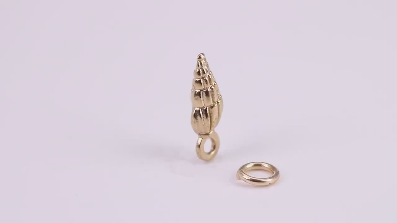 Sea Shell Charm, Traditional Charm, Made from Solid Yellow Gold, British Hallmarked, Complete with Attachment Link