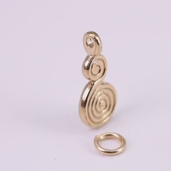Spiral of Life Charm, Traditional Charm, Made from Solid Yellow Gold, British Hallmarked, Complete with Attachment Link