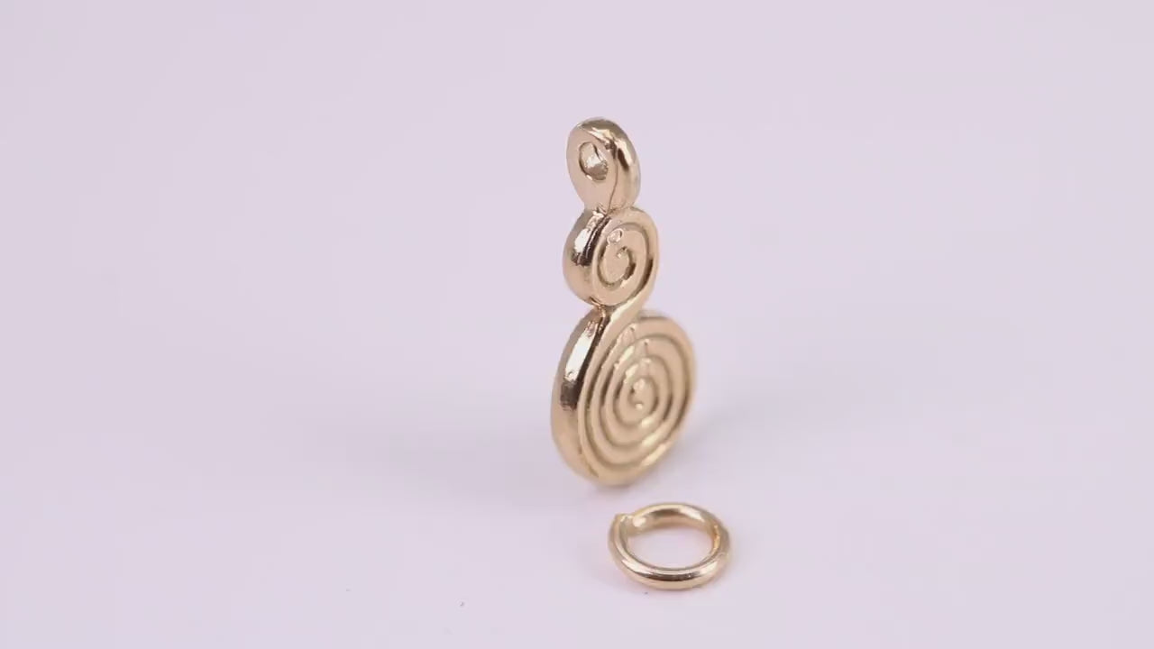 Spiral of Life Charm, Traditional Charm, Made from Solid Yellow Gold, British Hallmarked, Complete with Attachment Link