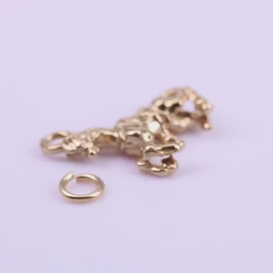 Stallion Charm, Traditional Charm, Made from Solid 9ct Yellow Gold, British Hallmarked, Complete with Attachment Link