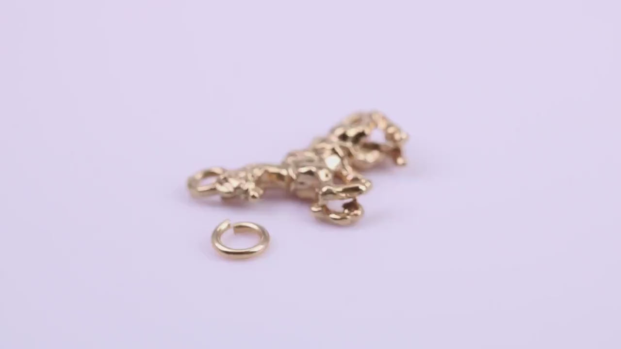 Stallion Charm, Traditional Charm, Made from Solid 9ct Yellow Gold, British Hallmarked, Complete with Attachment Link