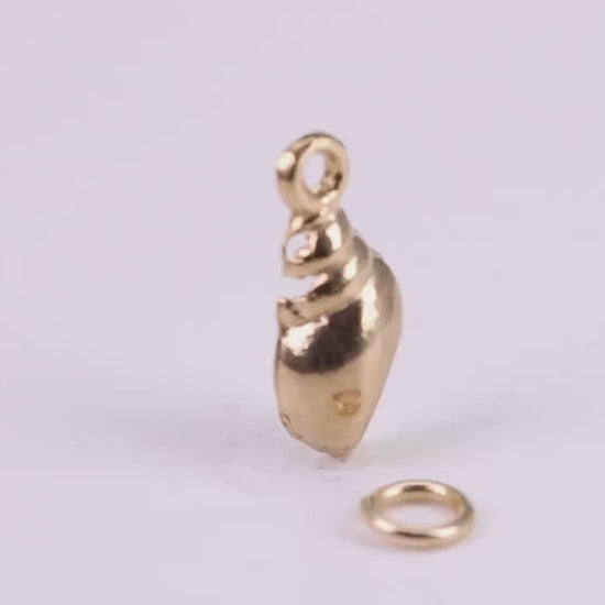 Sea Shell Charm, Traditional Charm, Made from Solid Yellow Gold, British Hallmarked, Complete with Attachment Link